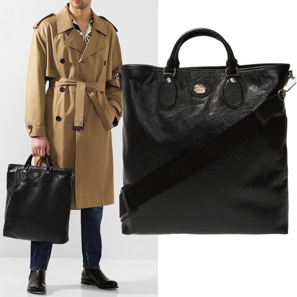 Gucci Other - GUCCI BAG 575821 SOFT BLACK LEATHER TOTE INTERLOCKING G LOGO